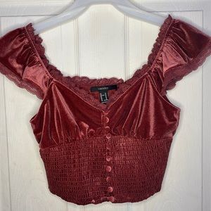 Burgundy crop top with buttons / size M /forever21